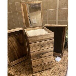 New Jewelry Box Wood for Women, 5-Layer Large Organizer Box with Mirror & 4 Draw
